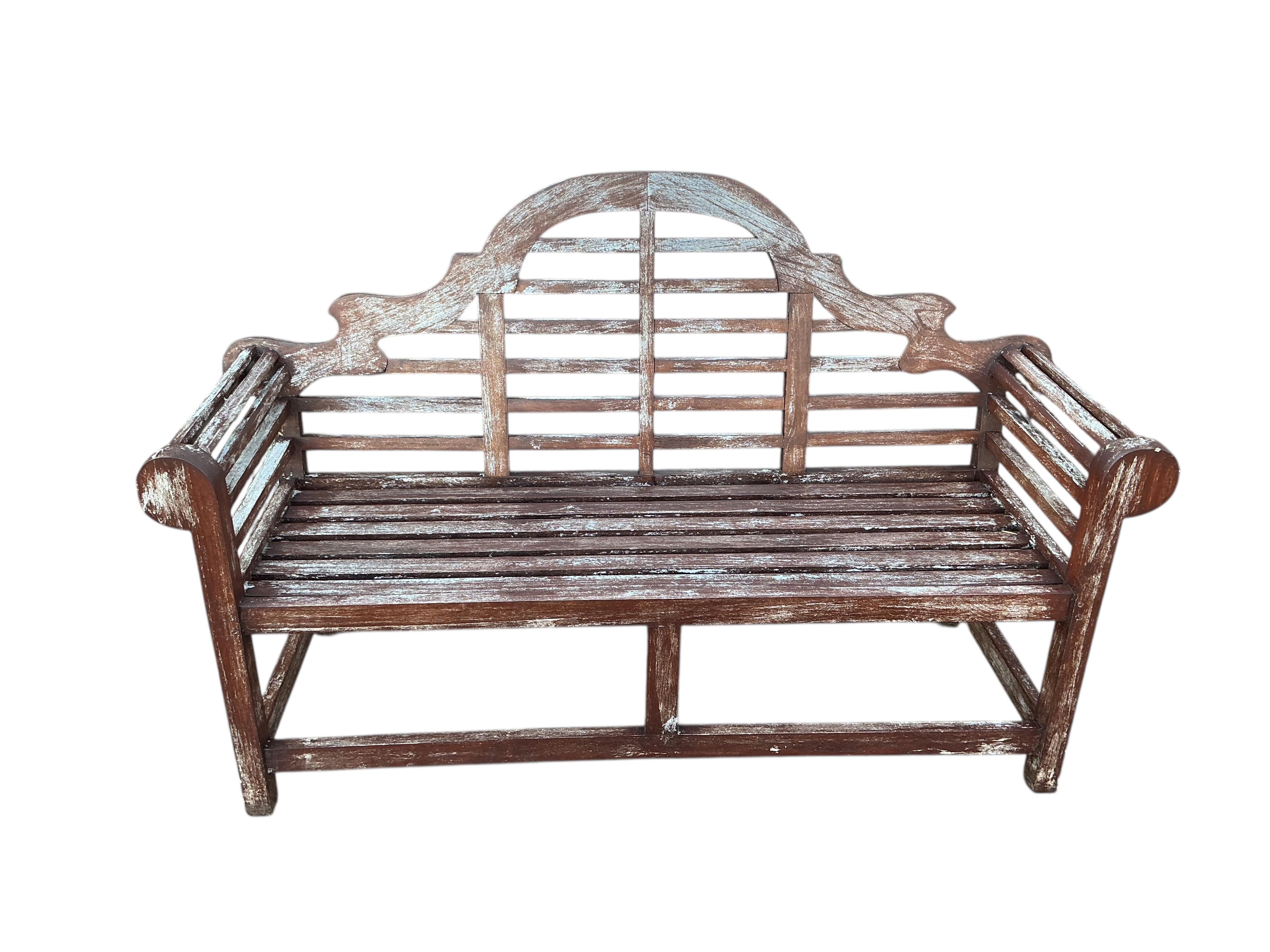 A pair of Lutyens style stained teak garden benches, width 166cm, depth 58cm, height 103cm